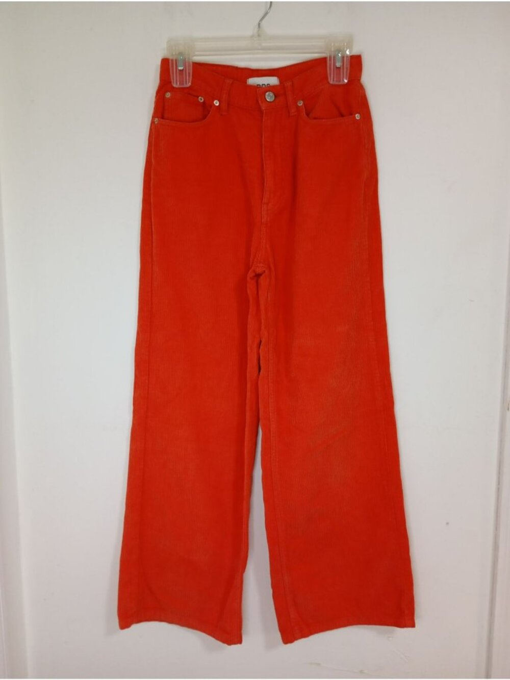 BDG Corduroy Wide-Leg Pant 26 High-Waisted Orange Back Pockets 100% Cotton Women